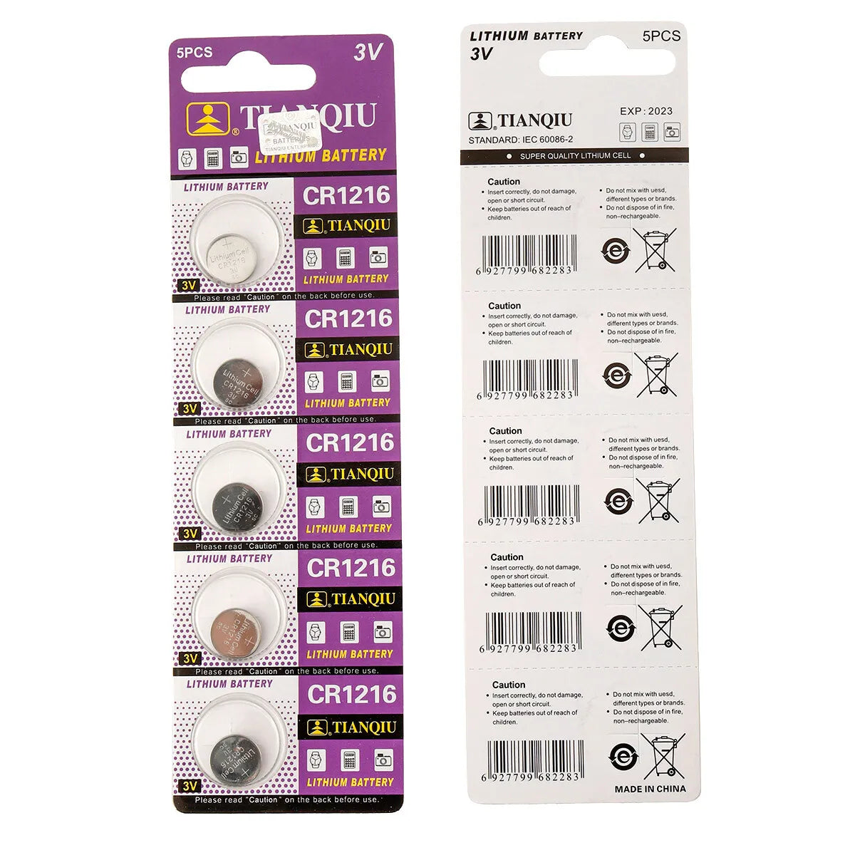 5PCS TIANQIU CR Cell Button Coin Battery Watch 3V