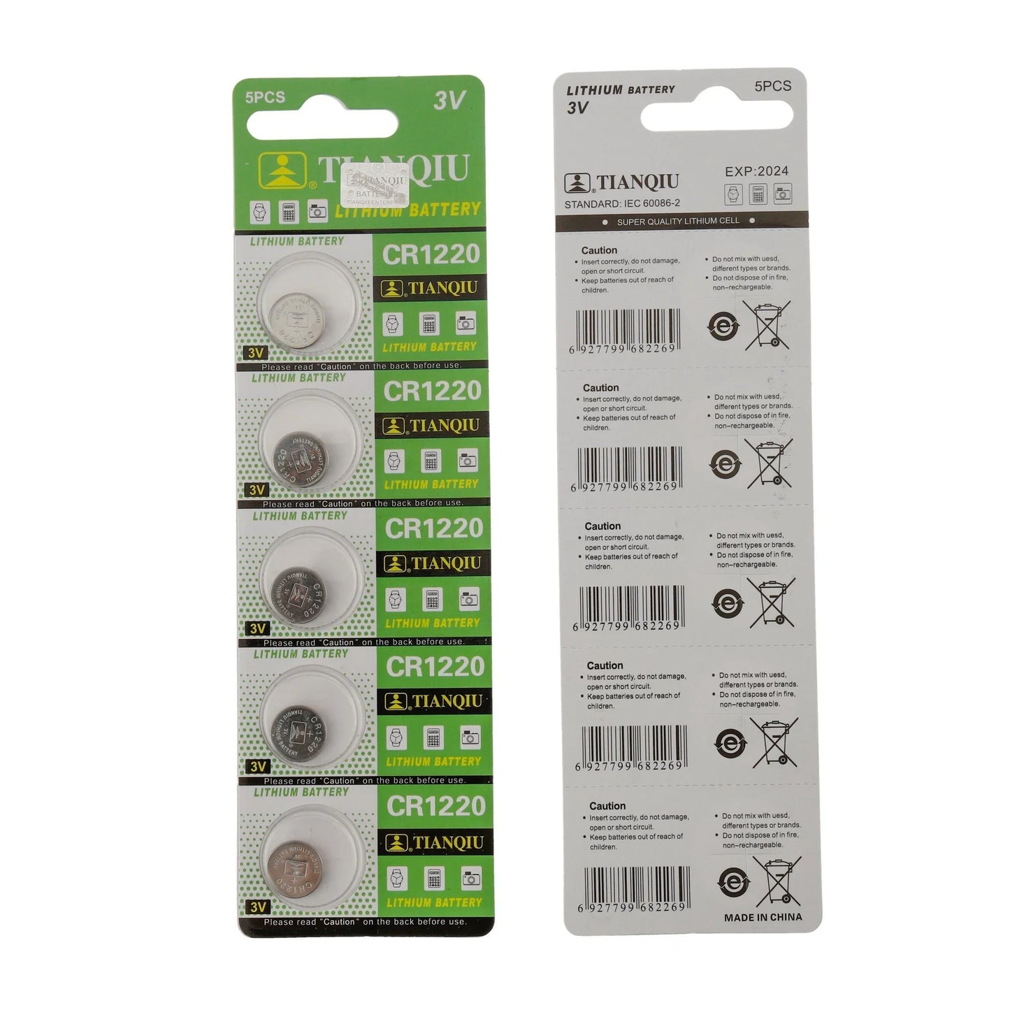 5PCS TIANQIU CR Cell Button Coin Battery Watch 3V