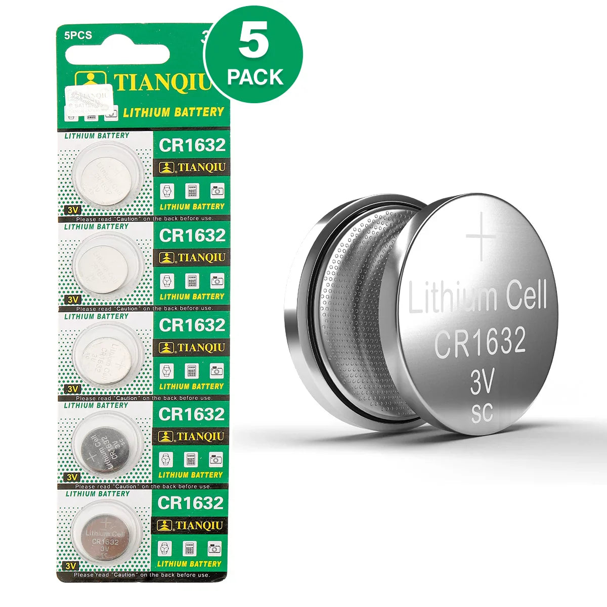 5PCS TIANQIU CR Cell Button Coin Battery Watch 3V