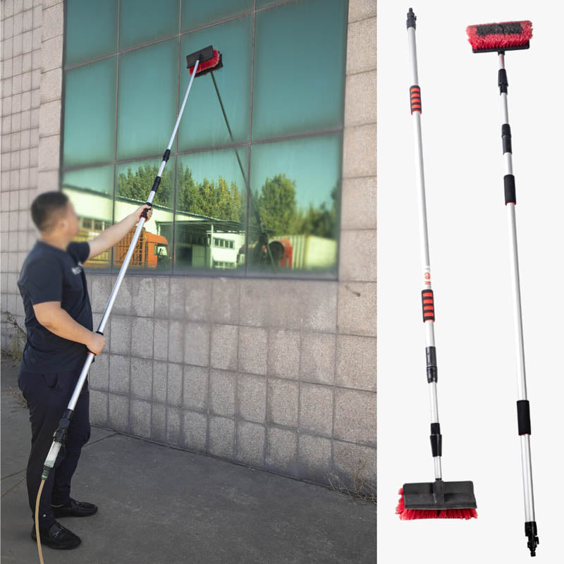 Telescopic Solar Panel Cleaning Brush With Water Switch-12 Ft