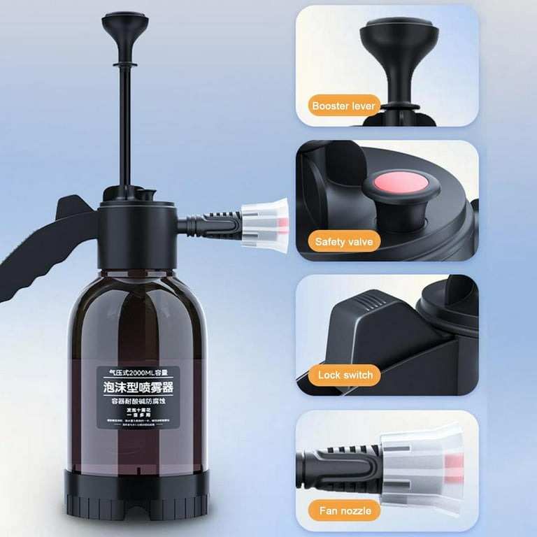 Multipurpose Pressure Water Spray Bottle in Black (2L)