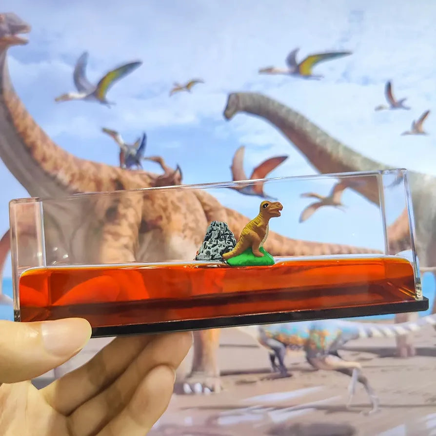 Creative Decoration Floating Water Dinosaur with Lava Ornament