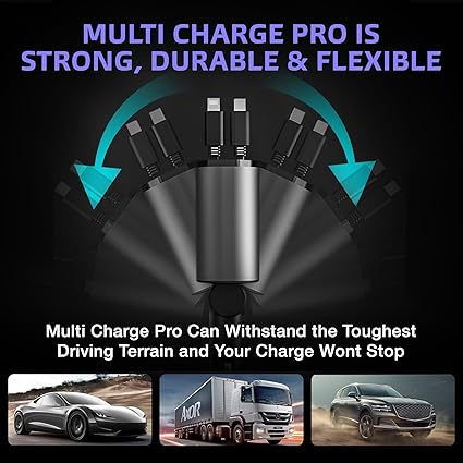 Pro 4 In 1 Cables Fast Charging Car Charger-Auto Adapter-800mm Length