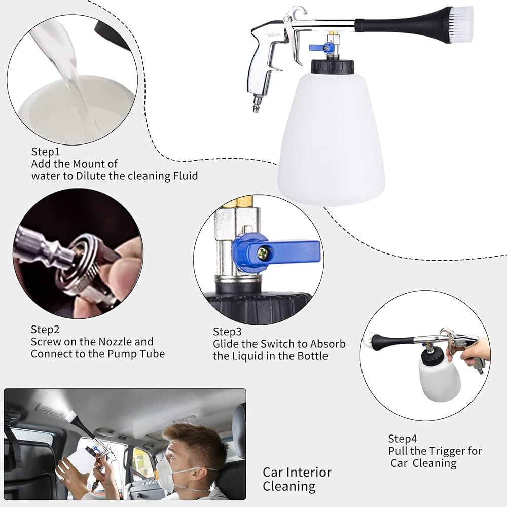Tornado Car Cleaning Gun Kit with 2 Nozzles High Pressure Car Interior Cleaner