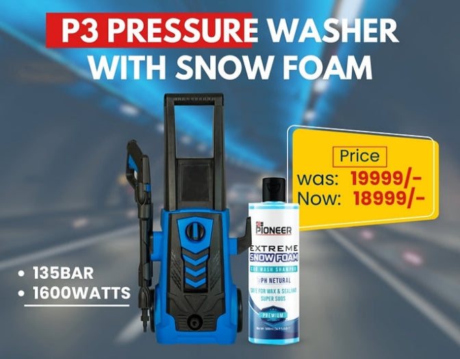 PIONEER P3 135BAR HIGH PRESSURE WASHER - 1600WATTS - WITH FOAM LANCE - 100% COPPER WINDING