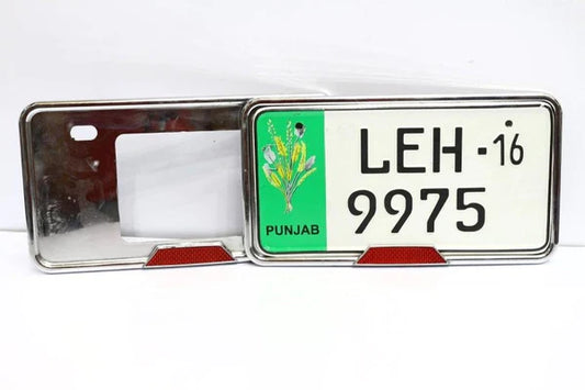 Pair Of Universal Car Number Plate Frame(Chrome & Black)