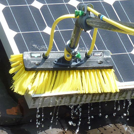 Solar Panel Cleaning Brush with Water System, 12 to 14 ft Adjustable Iron Rod