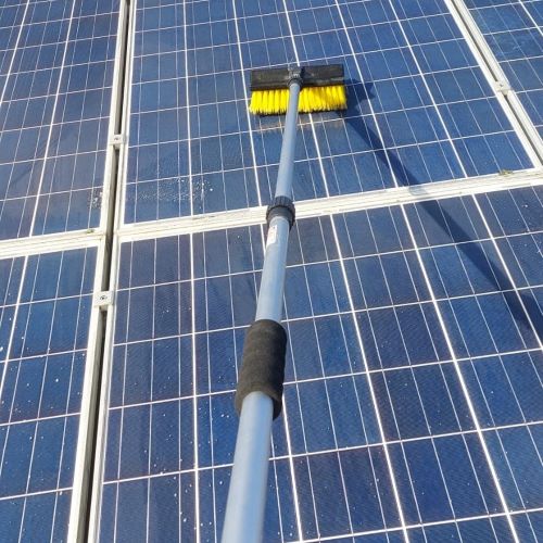 Telescopic Solar Panel Cleaning Brush With Water Switch-12 Ft