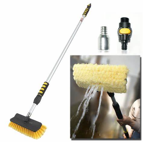 Telescopic Solar Panel Cleaning Brush With Water Switch-12 Ft