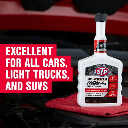 STP® HIGH MILEAGE FUEL INJECTOR & CARBURETOR TREATMENT-354ml