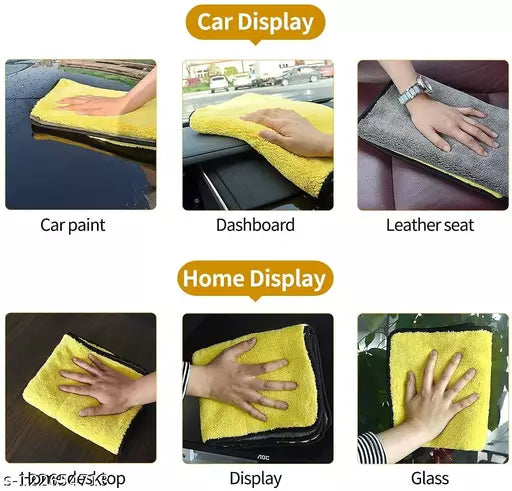 Microfiber Cleaning towel – Gray and Yellow (2 PLY) For All Purposes