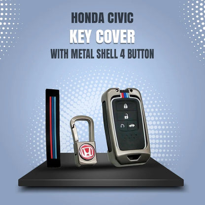 Honda Civic Metal Key Shell Case Cover With 4 Button 2016 - 2021
