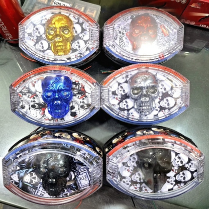 Universal LED Skull Tail Light – Multi-Color Fancy Rear Back Light for Bikes