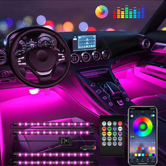 Car Atmosphere rgb Light, Car Interior Foot Light - 4 pcs