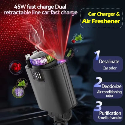 Retractable Car Charger with Aromatherapy and Starlight,5 in 1