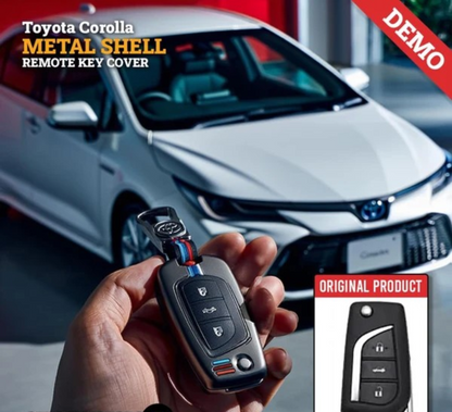 Toyota Corolla Metal Remote Key Shell Case Cover With 3 Buttons-2014-2021