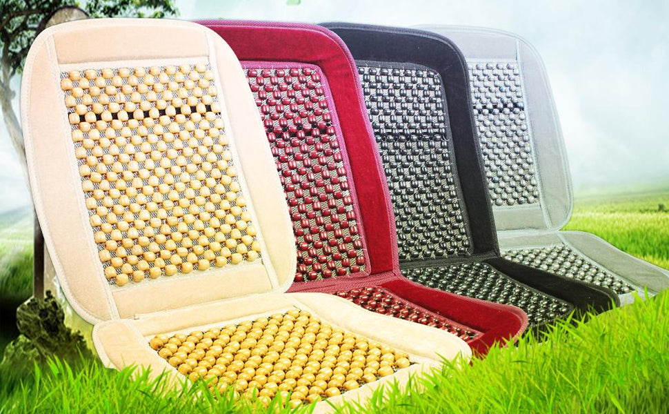 Wooden Bead Seat Cushion with Velvet Border(Set of 2 Piece)