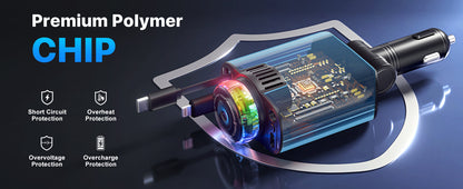 Retractable Car Charger with Aromatherapy and Starlight,5 in 1