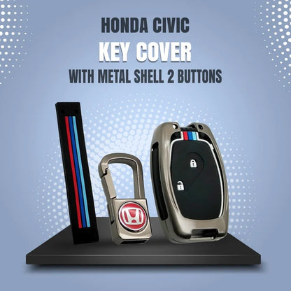 Honda Civic Metal Key Shell Case Cover With 2 Buttons 2006 - 2011