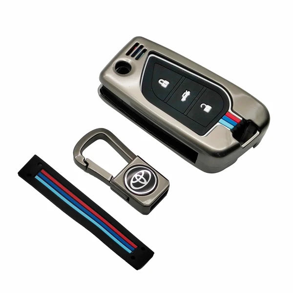 Toyota Corolla Metal Remote Key Shell Case Cover With 3 Buttons-2014-2021