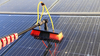 Solar Panel Cleaning Brush with Water System, 12 to 14 ft Adjustable Iron Rod