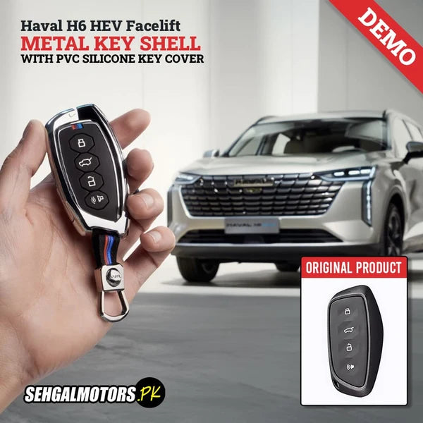 Haval H6 PHEV Facelift Metal Key Shall Case Cover With Silicone - 4 Button