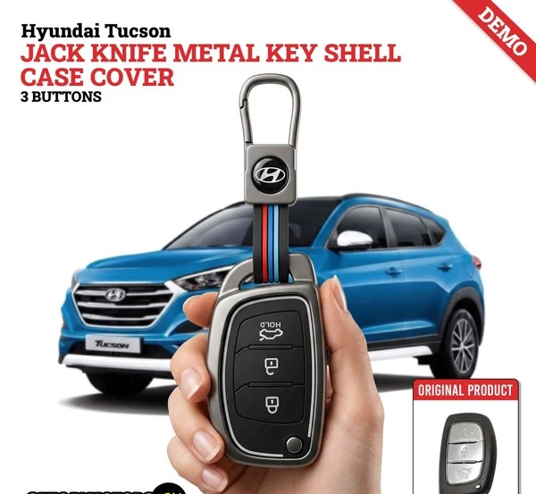 Hyundai Tucson Jack Knife Metal Key Cover 3-Button 2020 - 2024