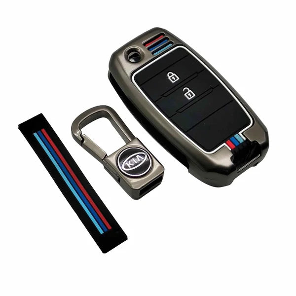 Kia Picanto Metal Key Shell Case Cover Jack Knife With 2 Buttons 2019 - 2025