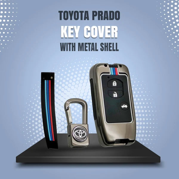 Toyota Prado Metal Key Shell Case Cover With 3 Buttons 2009-2022