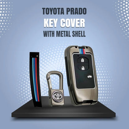 Toyota Prado Metal Key Shell Case Cover With 3 Buttons 2009-2022