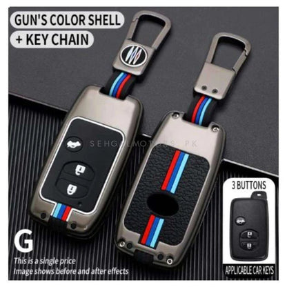 Toyota Prado Metal Key Shell Case Cover With 3 Buttons 2009-2022