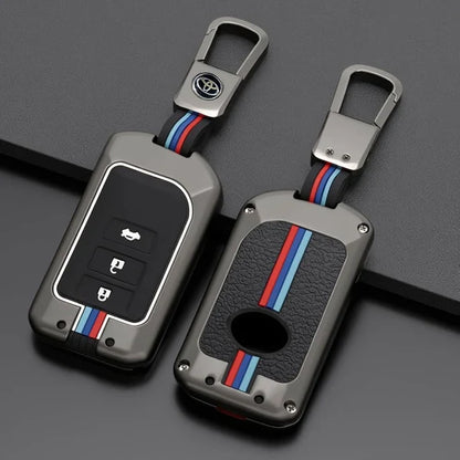Toyota Yaris 1.5 Metal Key Shell Case Cover With PVC Silicone 3 Button